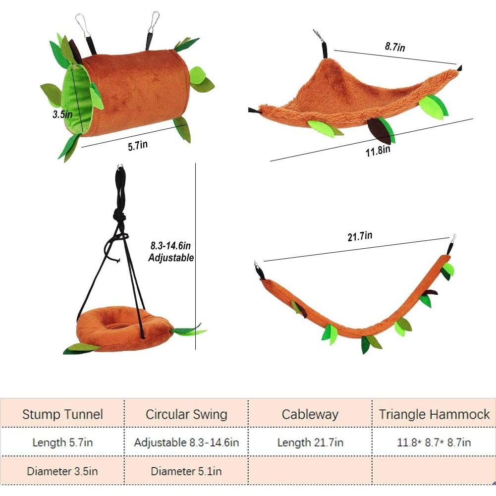 Set de Hamacas y Túnel para Hámster MICOKA - Accesorios de Cama