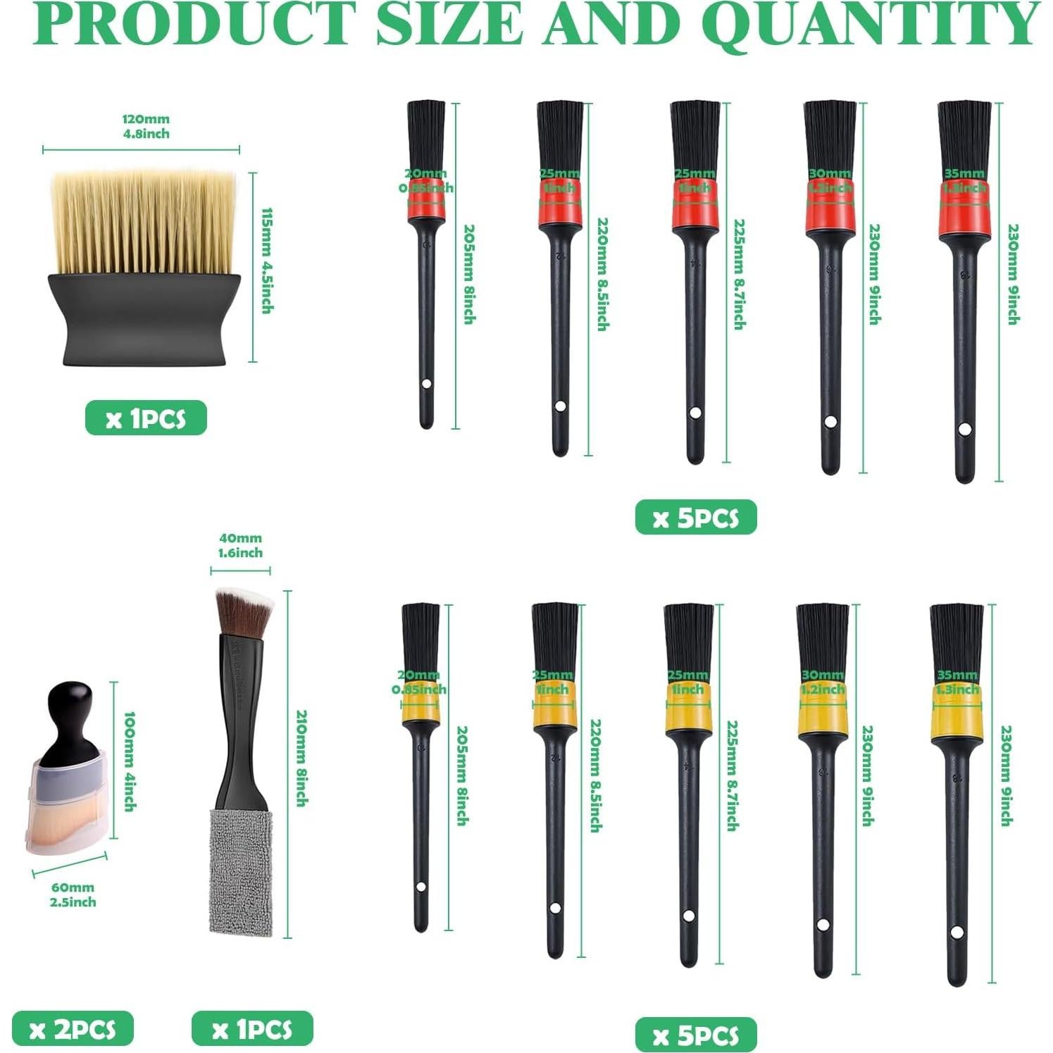 Juego de 14 Cepillos de Limpieza Yauhar para Automóviles