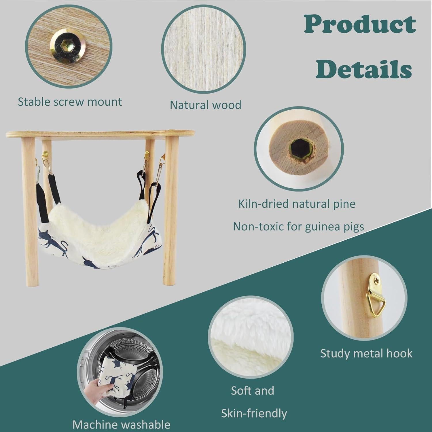 Hamaca para Cobayas Cdipesp con Soporte de Madera 28x28cm