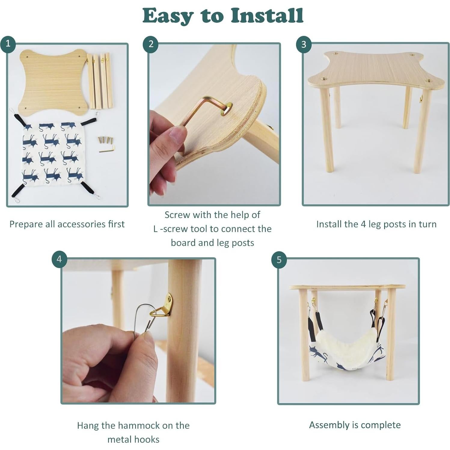 Hamaca para Cobayas Cdipesp con Soporte de Madera 28x28cm