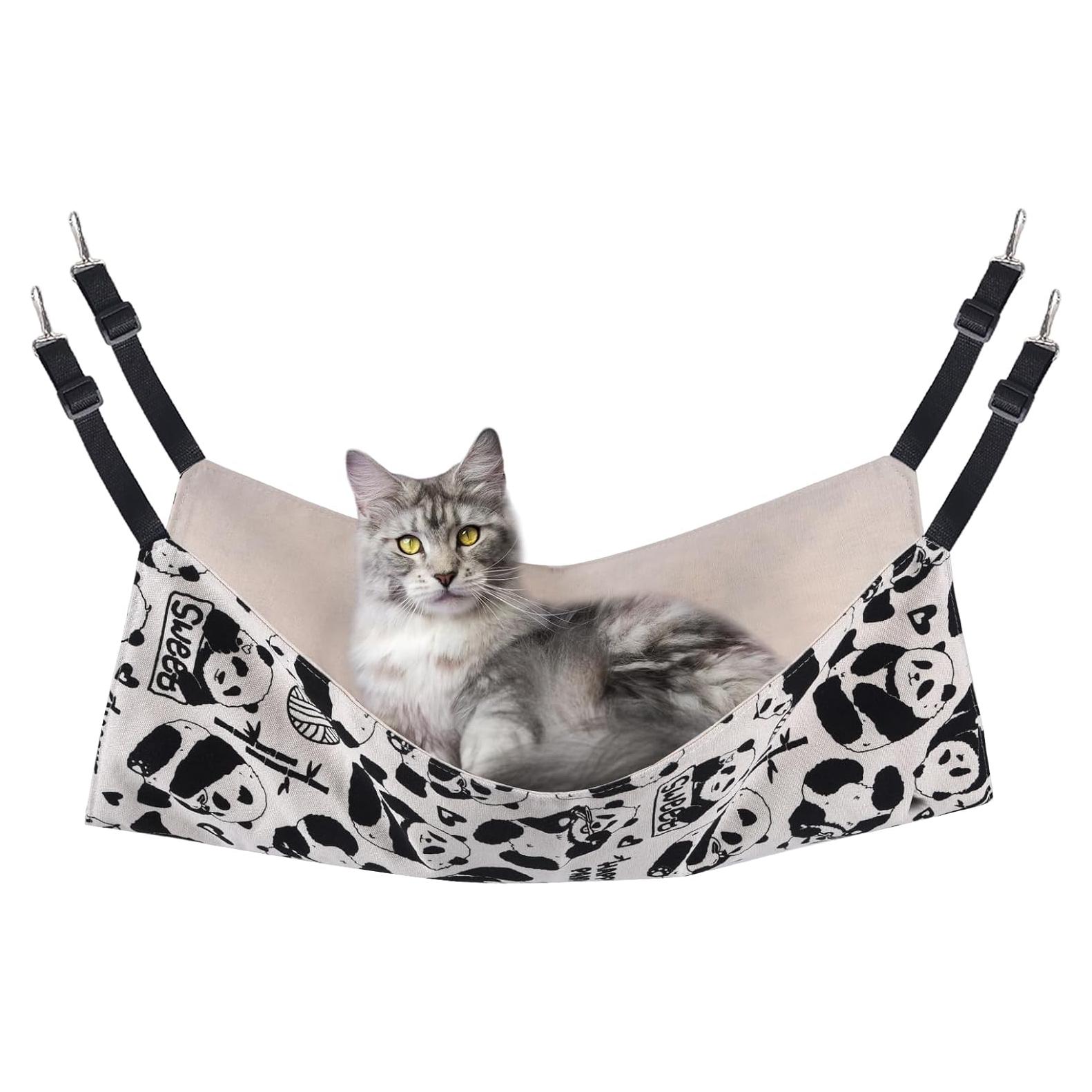 Cat Hammock Bed - 22x18 inch Adjustable Hanging Bed, Reversible, Soft Cat Perch, Sleepy Pad for Kitten, Ferret, Puppy or Small Pet