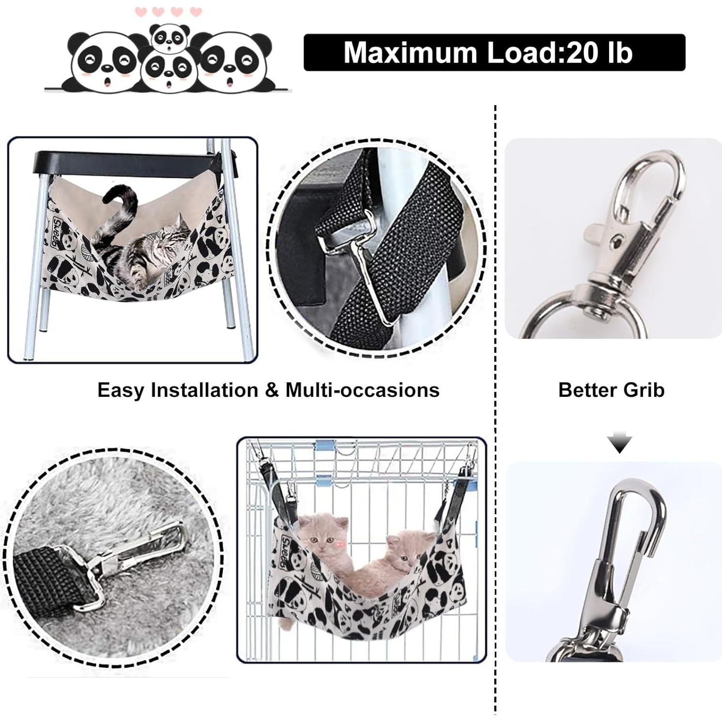 Cat Hammock Bed - 22x18 inch Adjustable Hanging Bed, Reversible, Soft Cat Perch, Sleepy Pad for Kitten, Ferret, Puppy or Small Pet