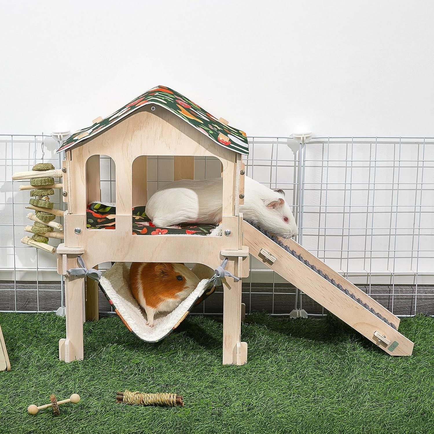 Refugio para Cobayas Bienbee, Castillo de Madera Grande 45x22x45cm