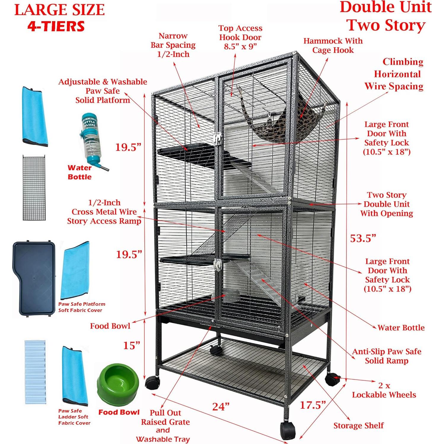 Jaula Grande para Pequeños Animales Mcage 61x44.5x136 cm