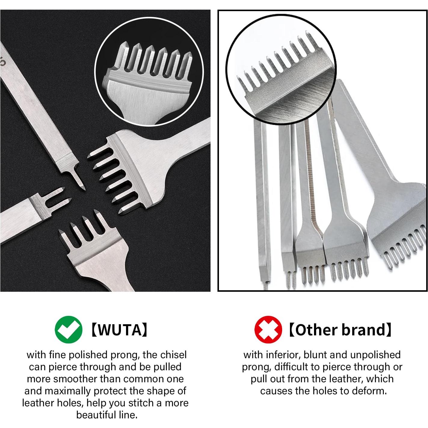 Cincel de perforación de cuero WUTA 2ª Gen 5mm Set 4 Piezas
