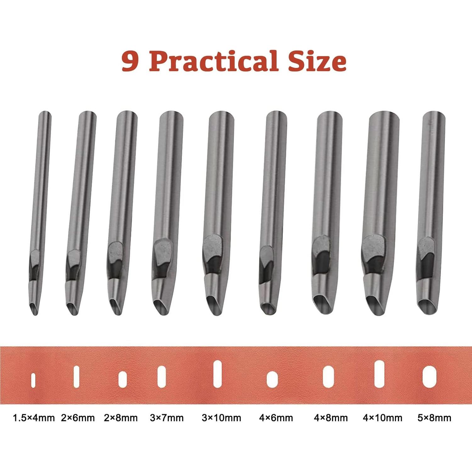 Juego de 9 Perforadoras Ovaladas Mivofun para Cuero 1.5-5mm