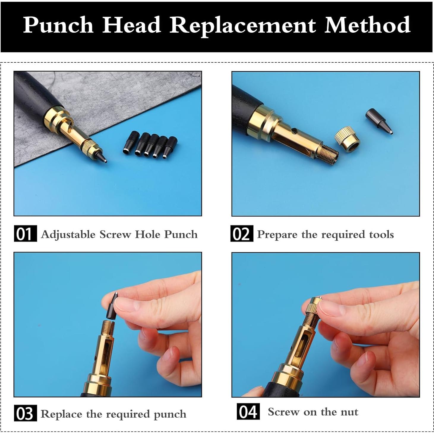 Perforador de Agujeros para Cuero Mnuizu 6 Tamaños Ajustables