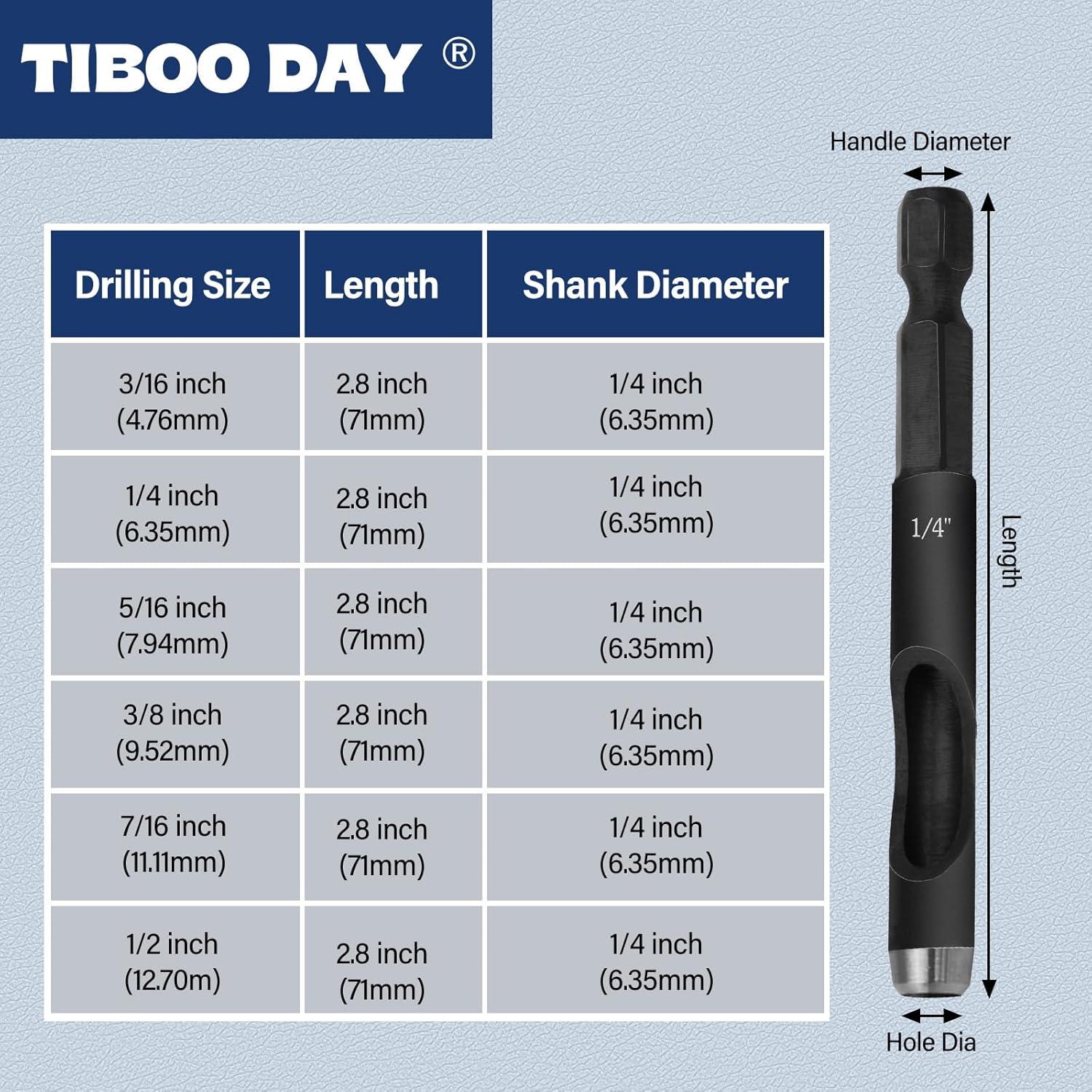 Juego de Perforadoras de Cuero TIBOO 6 Piezas 4.76-12.7 mm