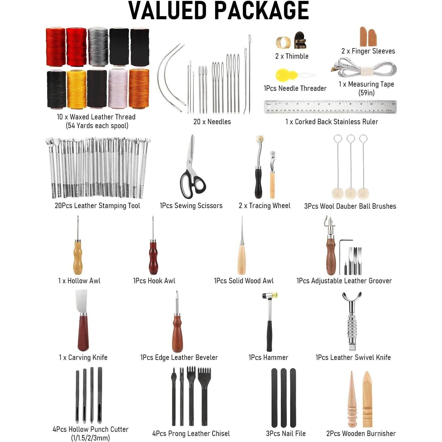 Kit de herramientas de cuero Nicpro 85PCS con bolsa XL