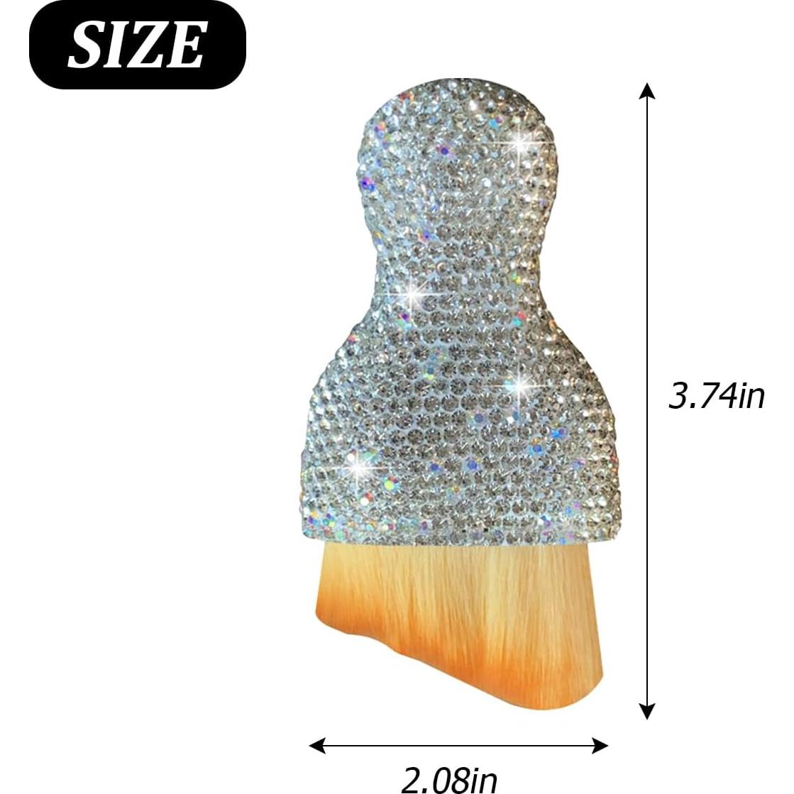 Bling Car Interior Dust Brush, Crystal Rhinestone Soft Auto Detailing Cleaning Brush, Sparkling Diamond Vehicle Dashboard Air Vent Cleaner for Women Girls, Universal for Vehicles (White)