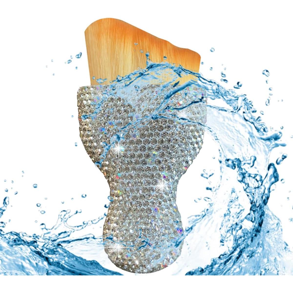 Bling Car Interior Dust Brush, Crystal Rhinestone Soft Auto Detailing Cleaning Brush, Sparkling Diamond Vehicle Dashboard Air Vent Cleaner for Women Girls, Universal for Vehicles (White)