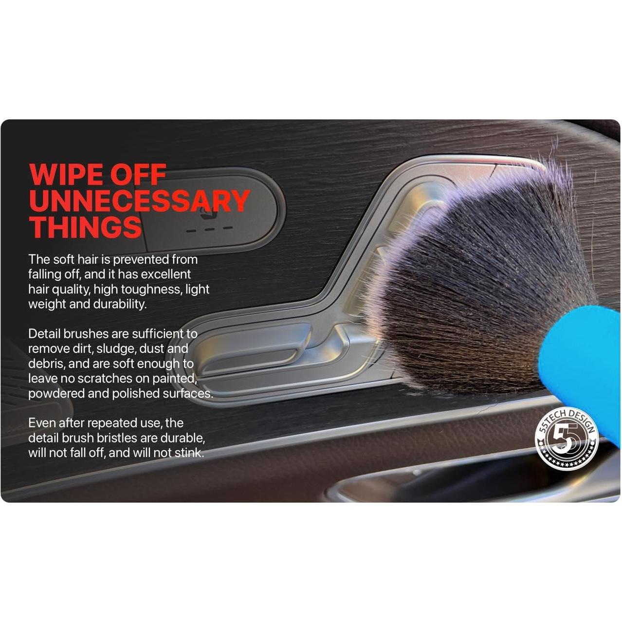 Juego de Cepillos de Detalle 55tech - 5 Piezas para Autos