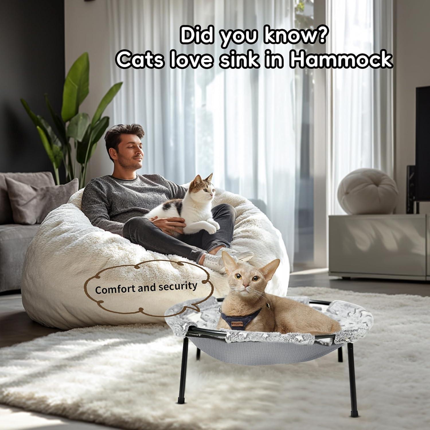 Cama Elevada para Gatos POMESEA, Hamaca Transpirable 30Kg