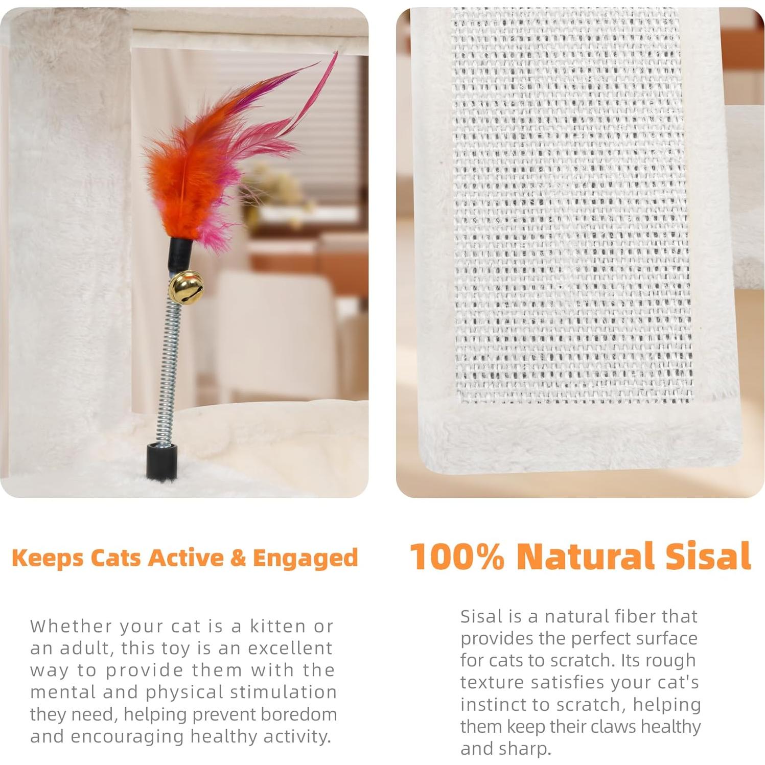 Árbol para Gatos YOUPET 65 cm con Rascador y Juguetes Beige