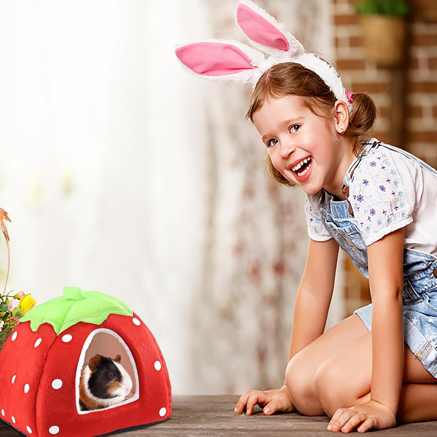 Cama para Cobaya Mygeromon Estilo Fresa Lavable 24.89x24.89cm