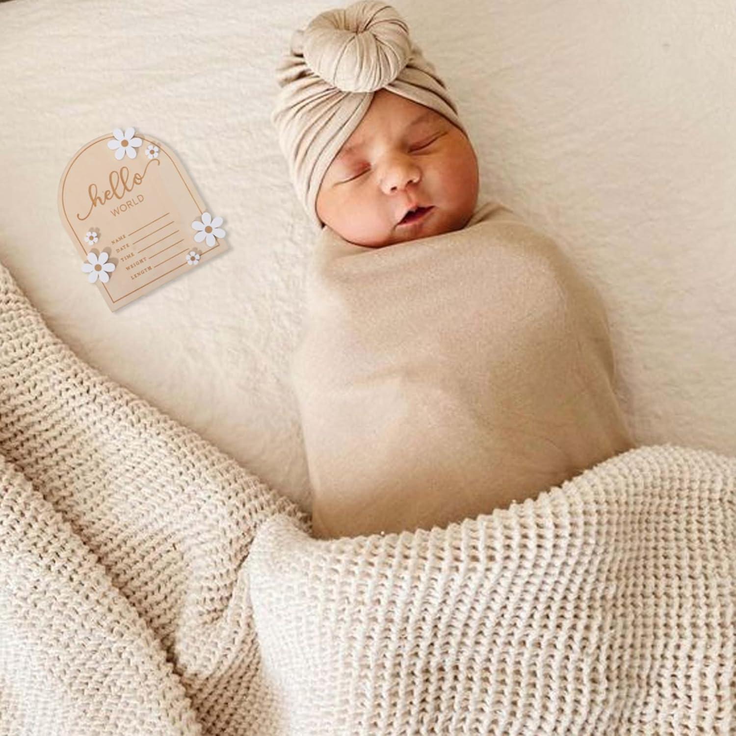 Cartel de Bienvenida al Mundo de Madera WAOUH 16x18 cm