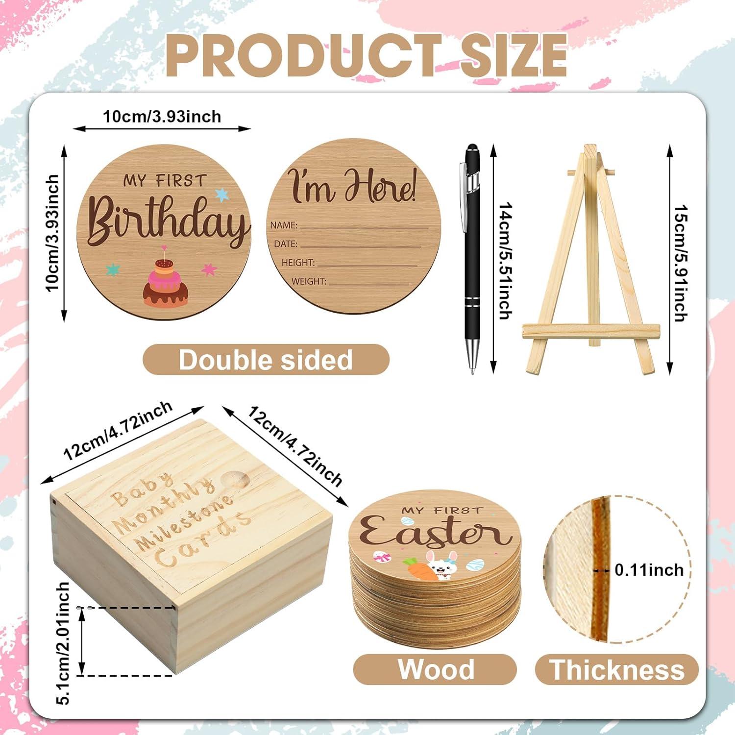 Conjunto de Hitos Mensuales para Bebés Wesiti - 28 Discos de Madera