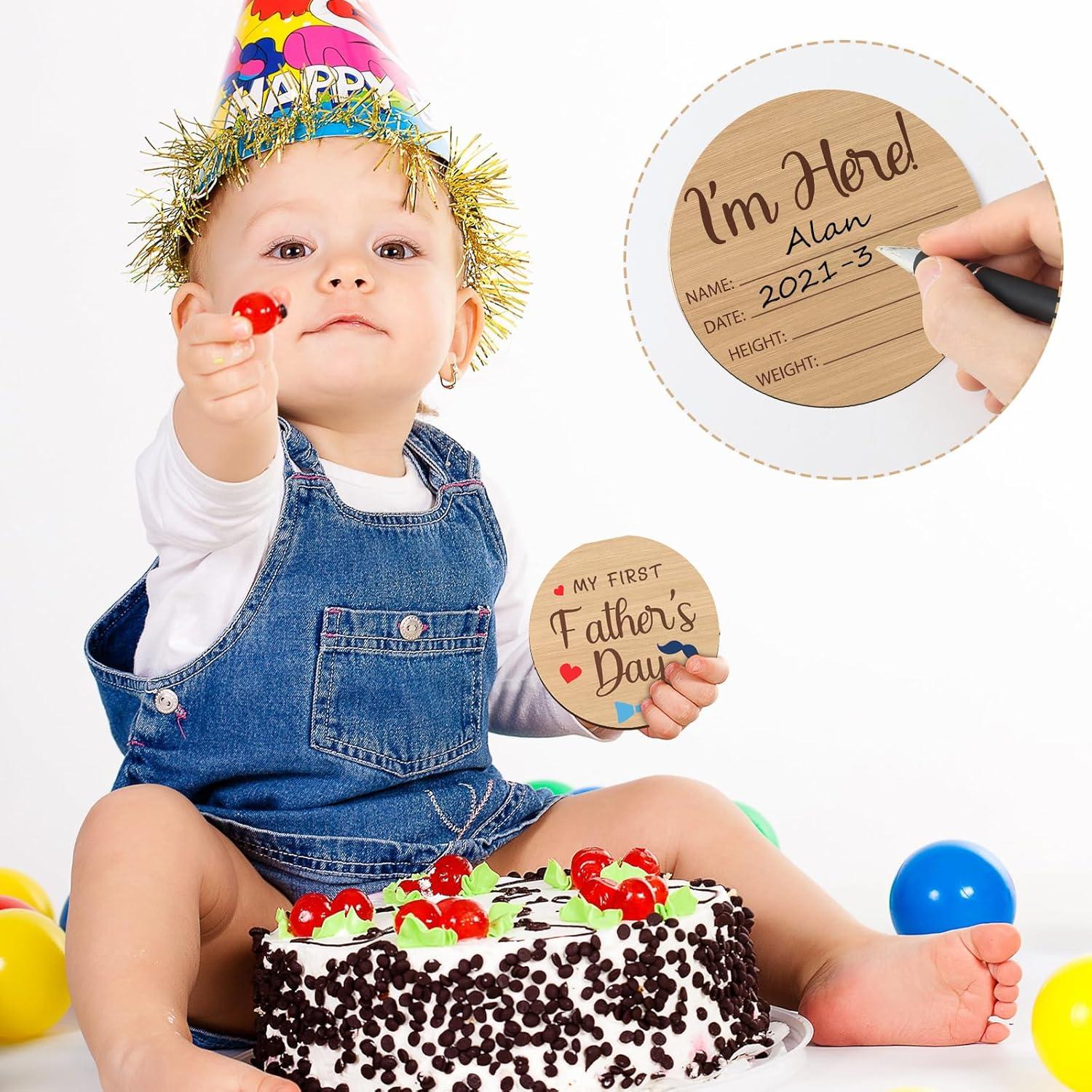 Conjunto de Hitos Mensuales para Bebés Wesiti - 28 Discos de Madera