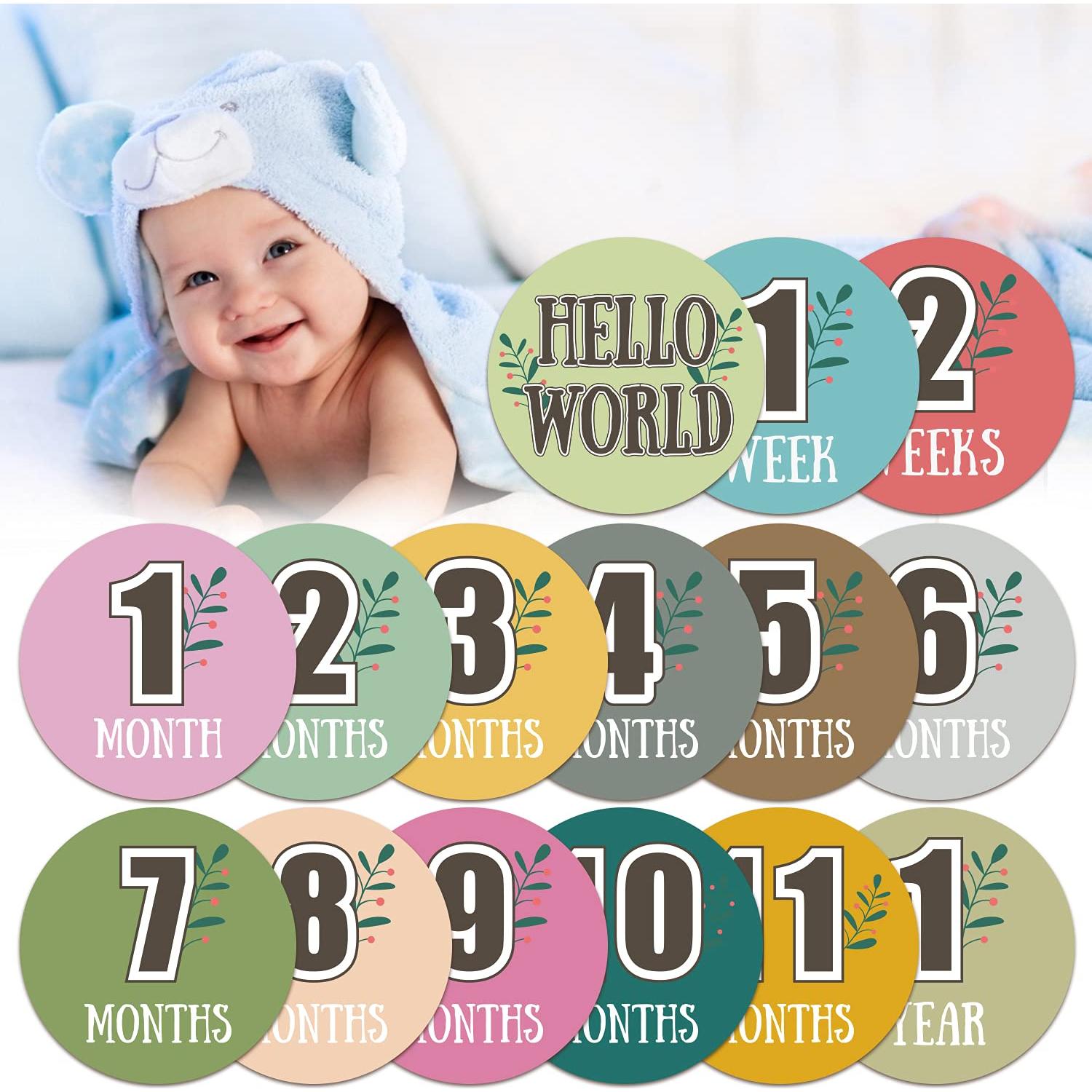 Tarjetas de Hitos para Bebés 15PCS Malihome 16cm Doble Cara