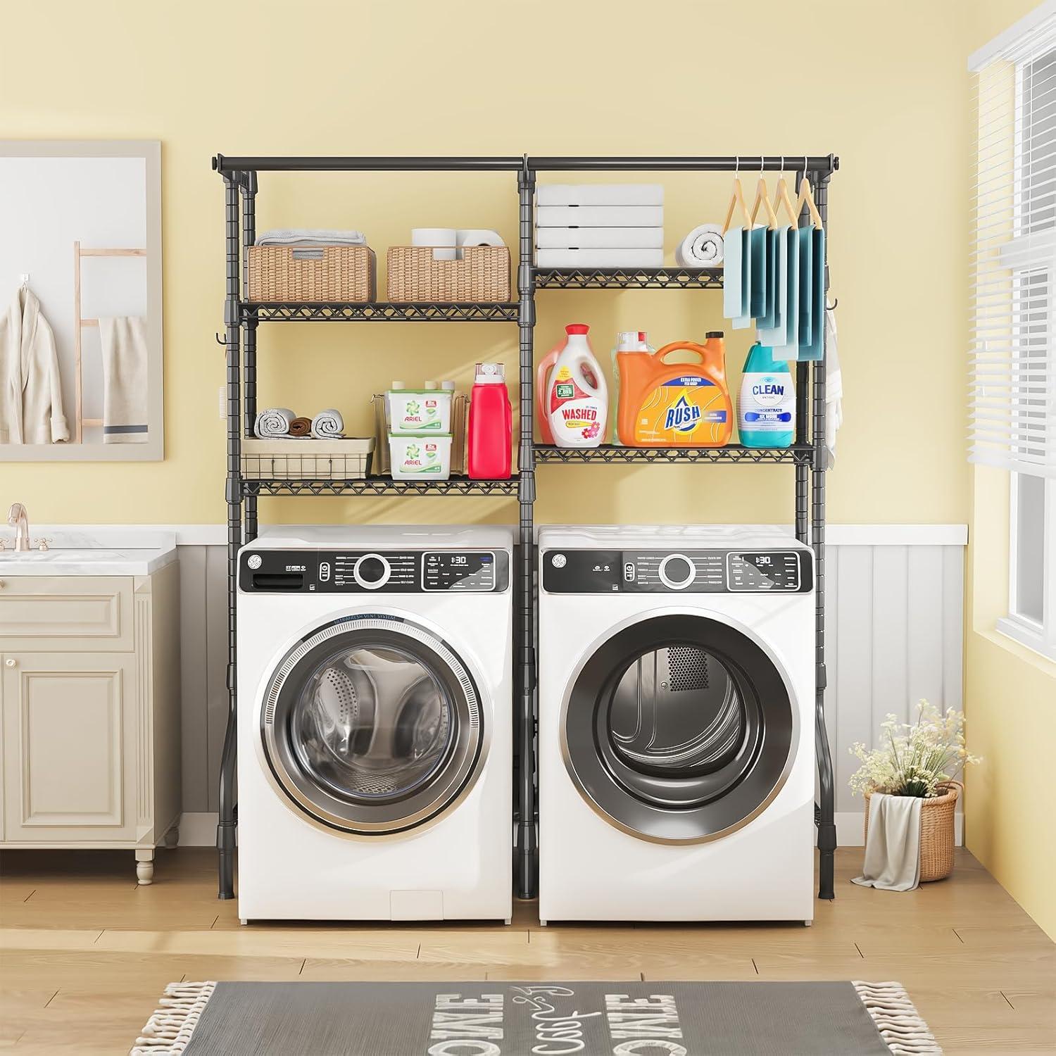 Estante de Lavandería ULIFHOME U14 Negro 4 Niveles Ajustable