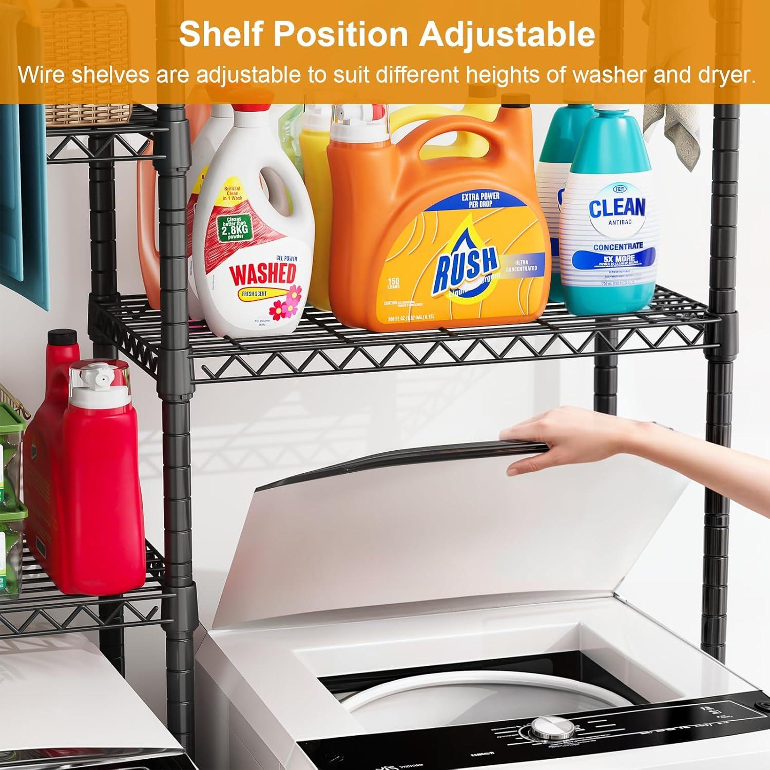 Estante de Lavandería ULIFHOME U14 Negro 4 Niveles Ajustable