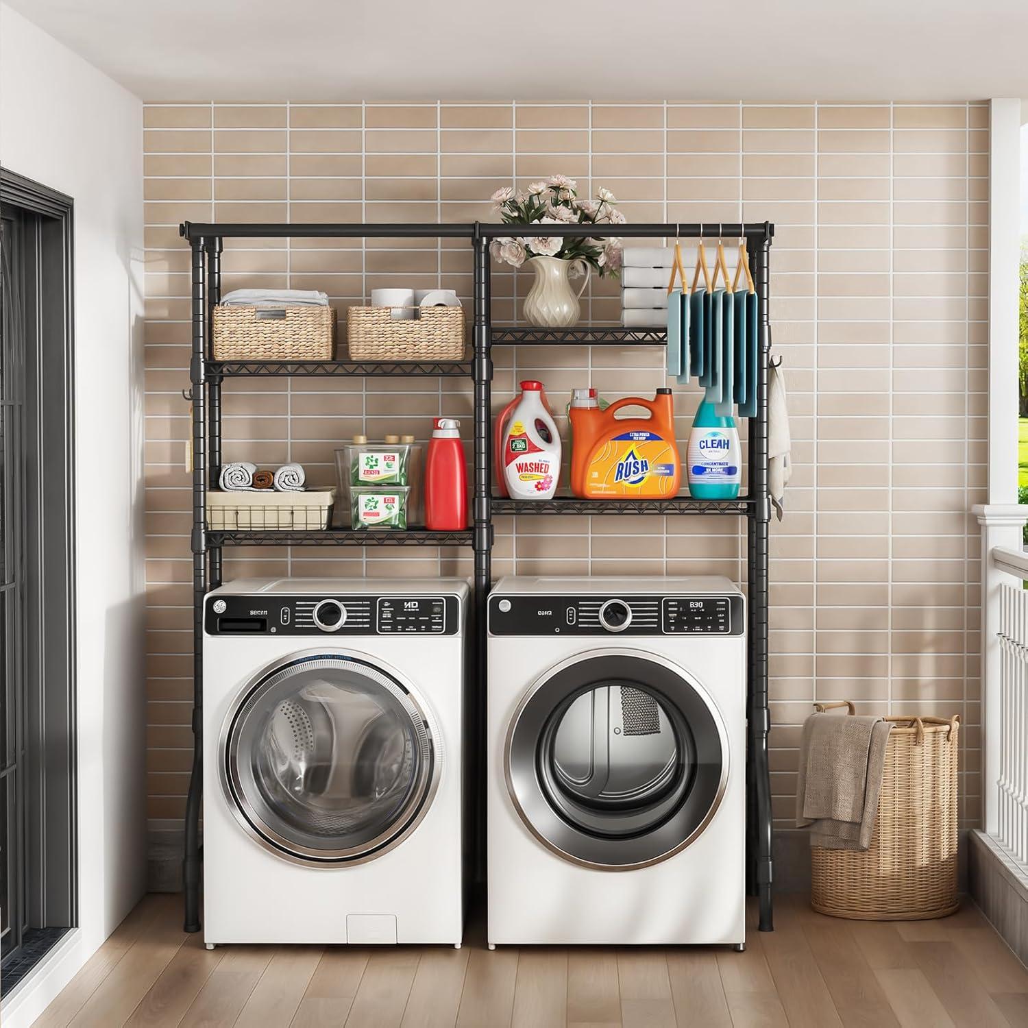 Estante de Lavandería ULIFHOME U14 Negro 4 Niveles Ajustable