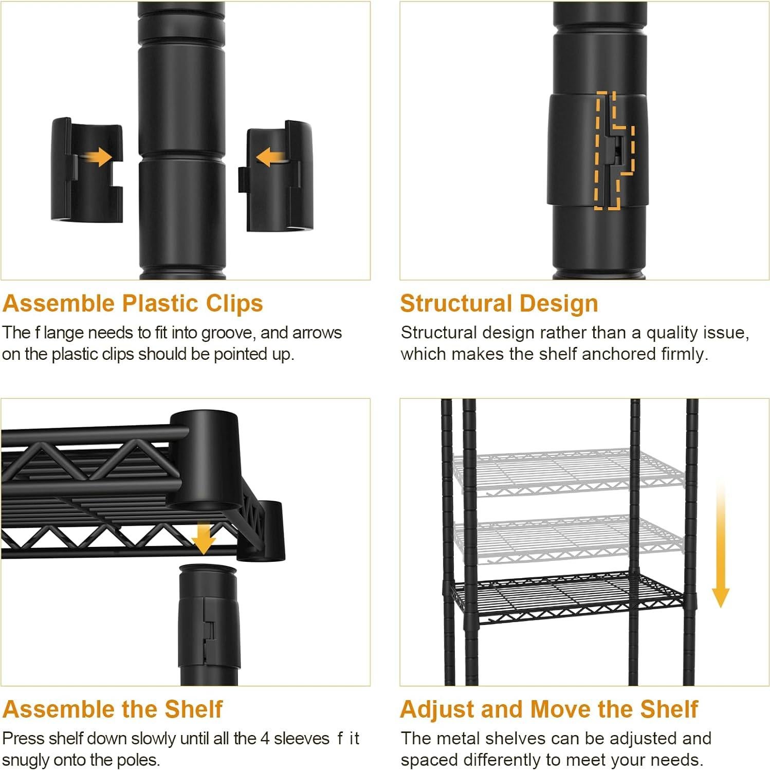 Estante de Lavandería ULIFHOME U14 Negro 4 Niveles Ajustable