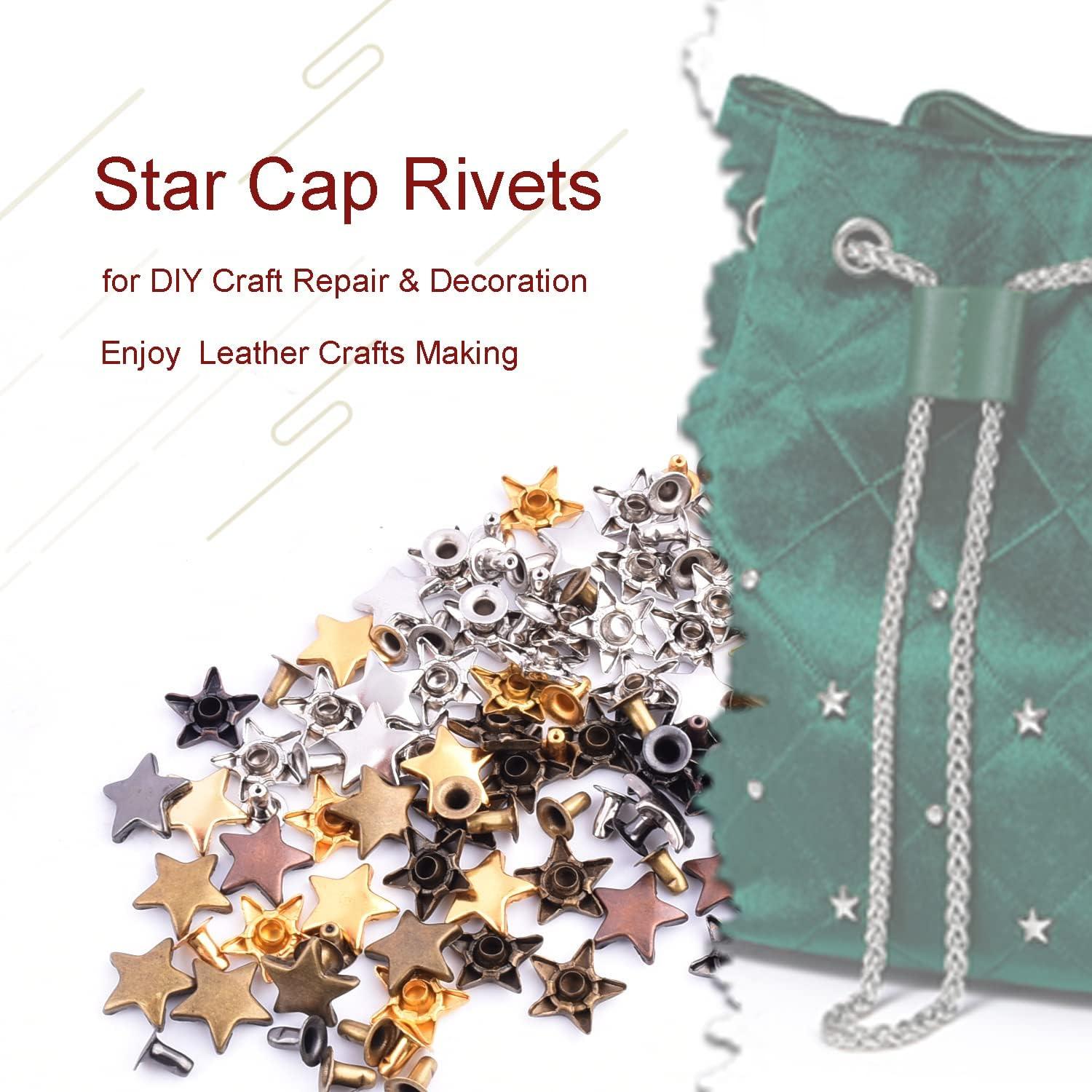 200 Sets Remaches de Cuero Estrella 12mm CooBigo + Herramienta