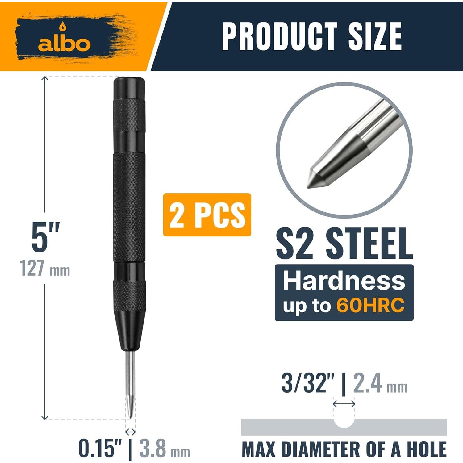 ALBO Punzón Automático de Centro 5" (12.7 cm) - 2 Pcs