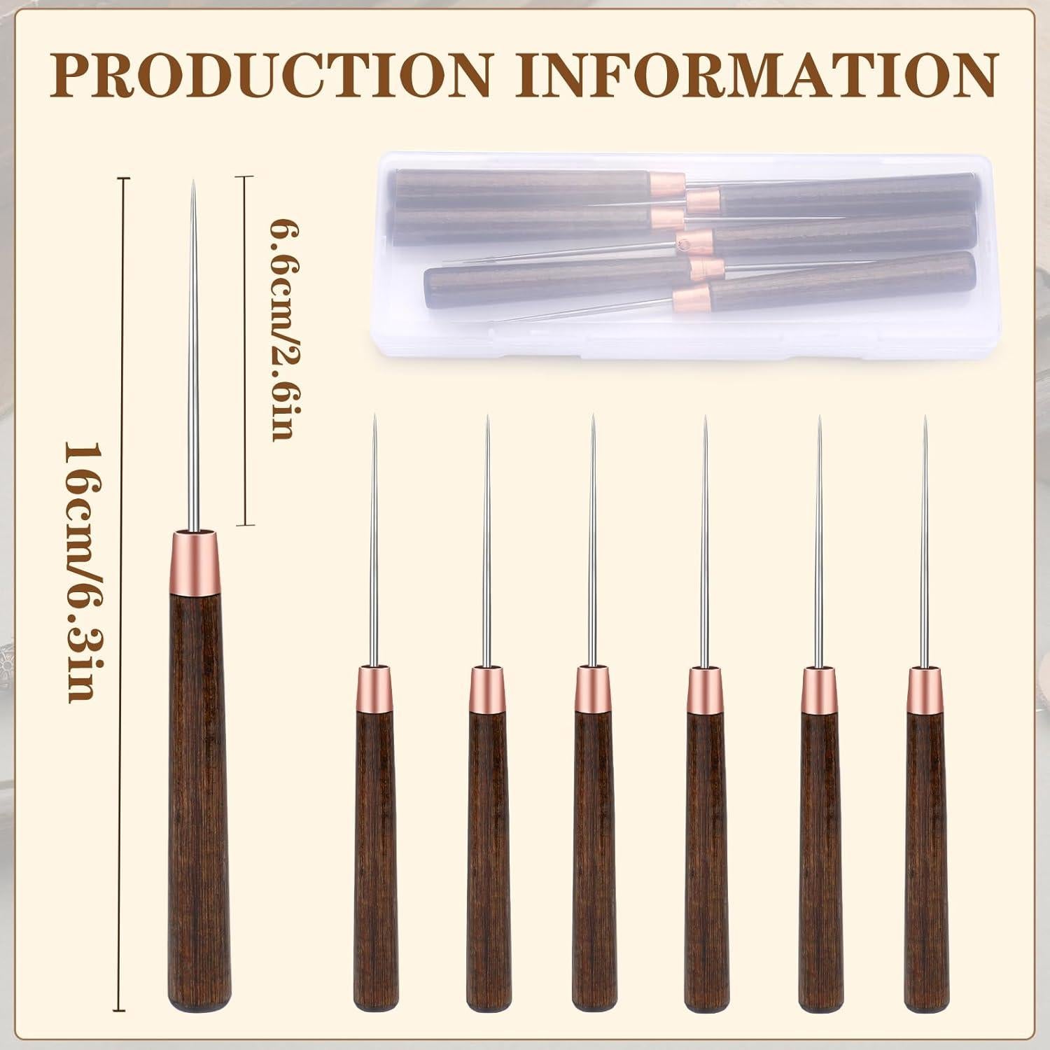 Herramienta de Punzón de Cuero ZXIIXZ 6 Pcs con Mango de Madera