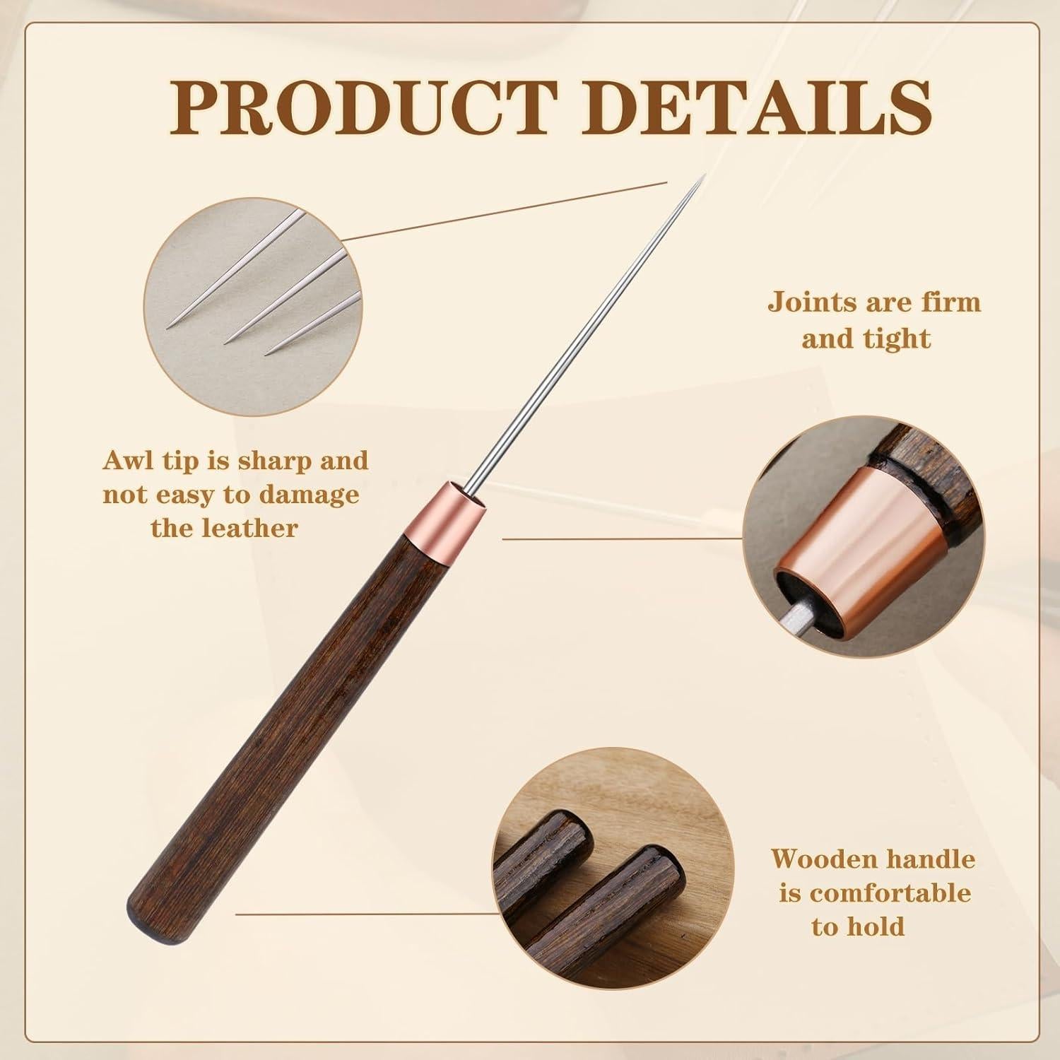 Herramienta de Punzón de Cuero ZXIIXZ 6 Pcs con Mango de Madera