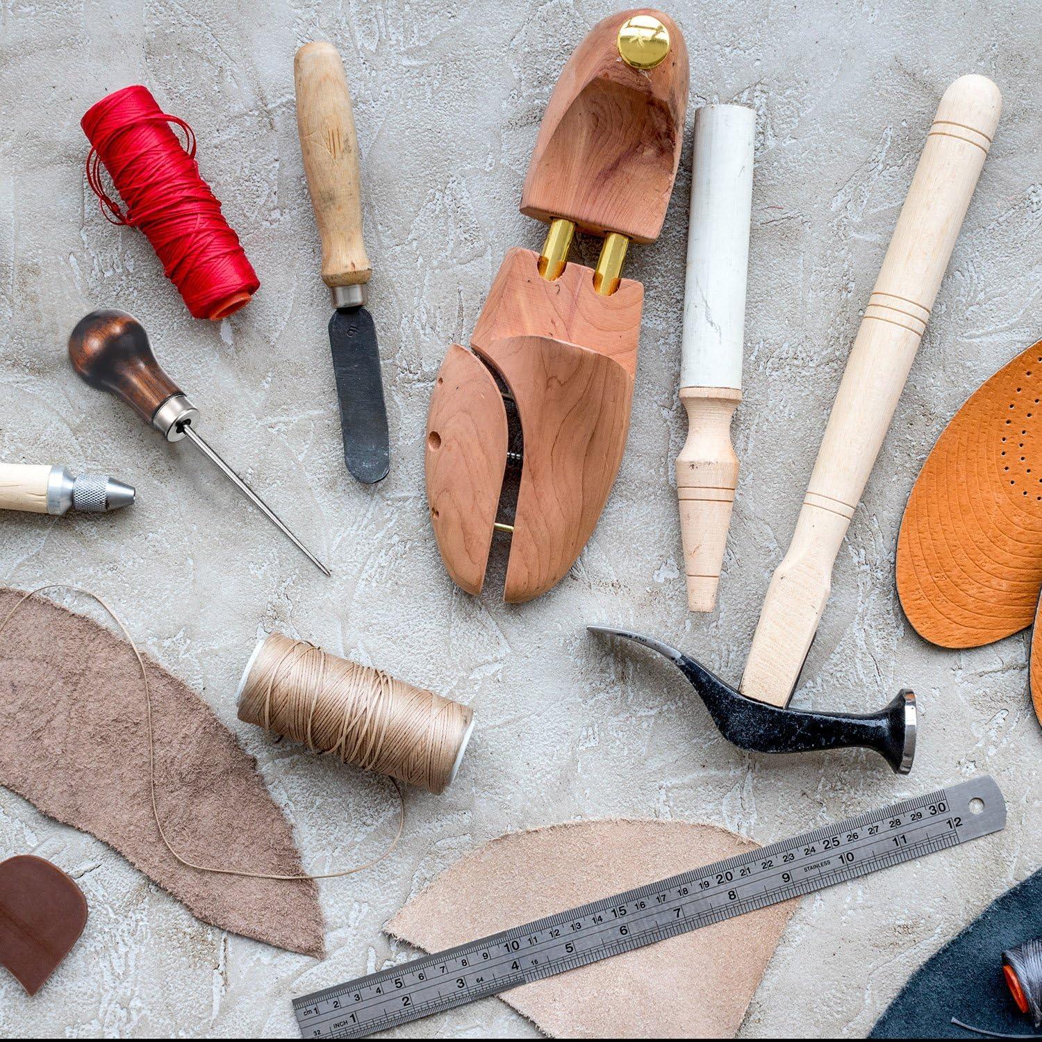 Paquete de 4 herramientas de punzón TecUnite con mango de madera