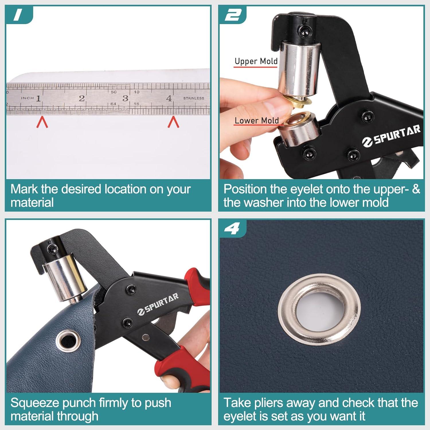 Kit de Ojetes Spurtar 10mm con 500 Ojetes Metálicos