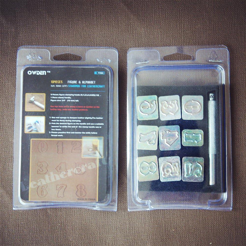 Kit de estampado de números OWDEN 10 piezas 19 mm para cuero