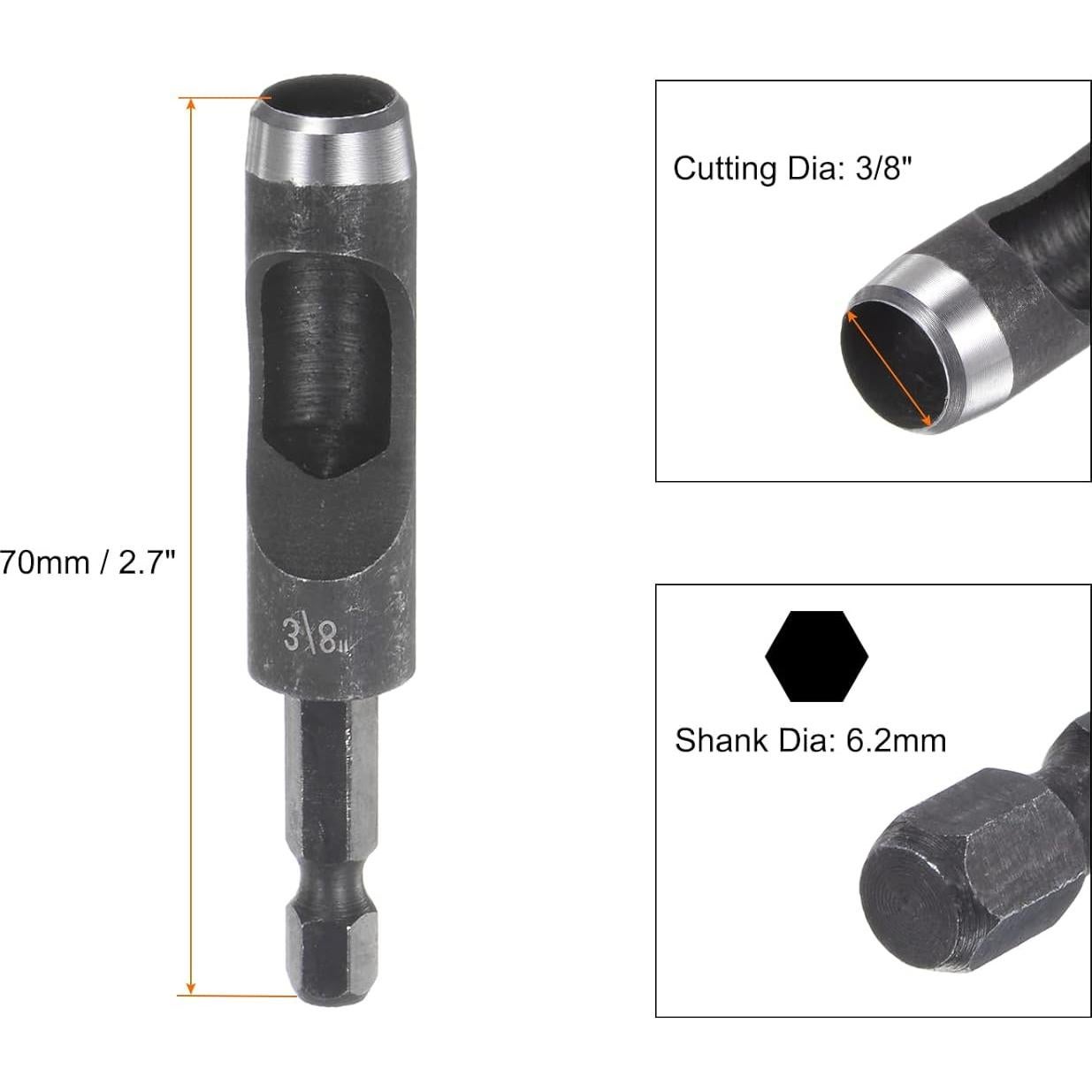 Punch de Cuero Hexagonal HARFINGTON 3/8" (9.53mm) - 2 Pcs