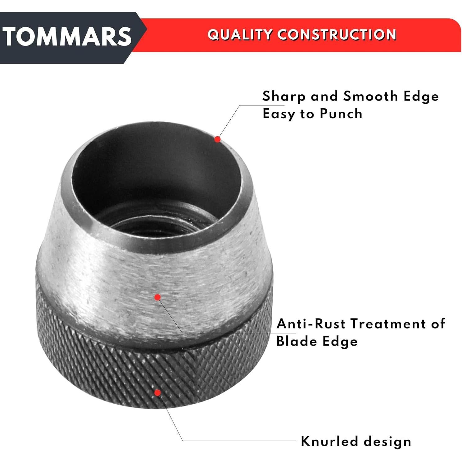 Kit de Punch Hollow TOMMARS 14 PCS 5mm-35mm con Eje de Resorte