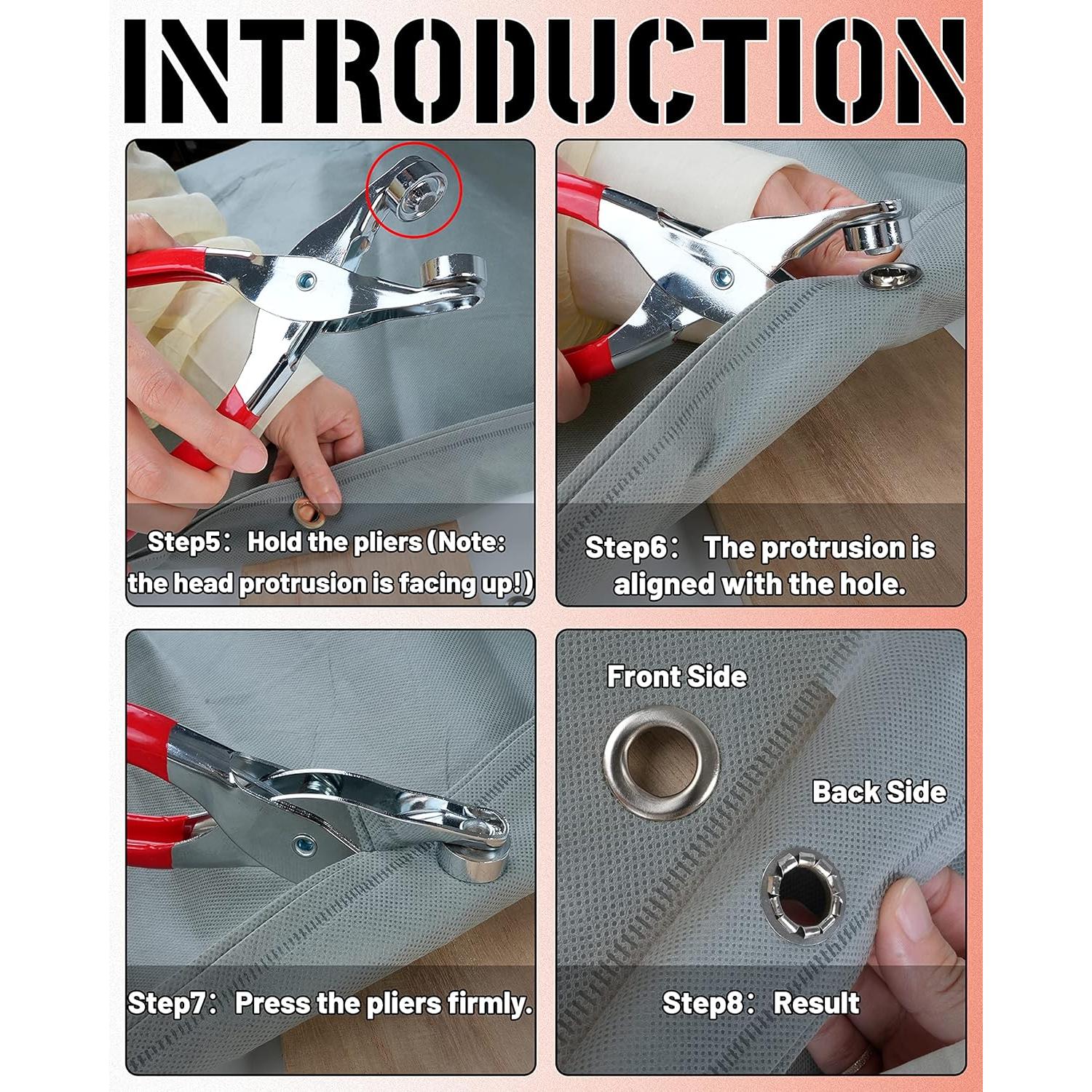 Kit de Herramientas para Ojetes MoHern con 150 Ojetes Plateados