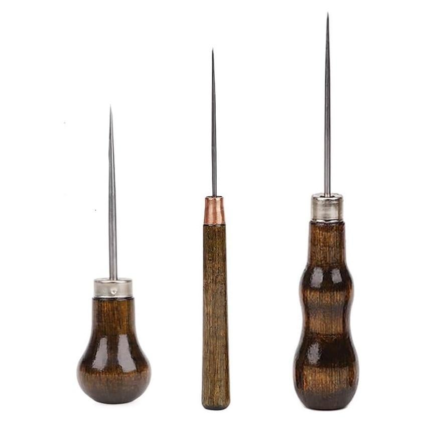 Juego de 3 Punzones con Mango de Madera UtySty para Cuero