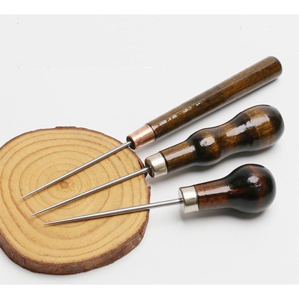 Juego de 3 Punzones con Mango de Madera UtySty para Cuero