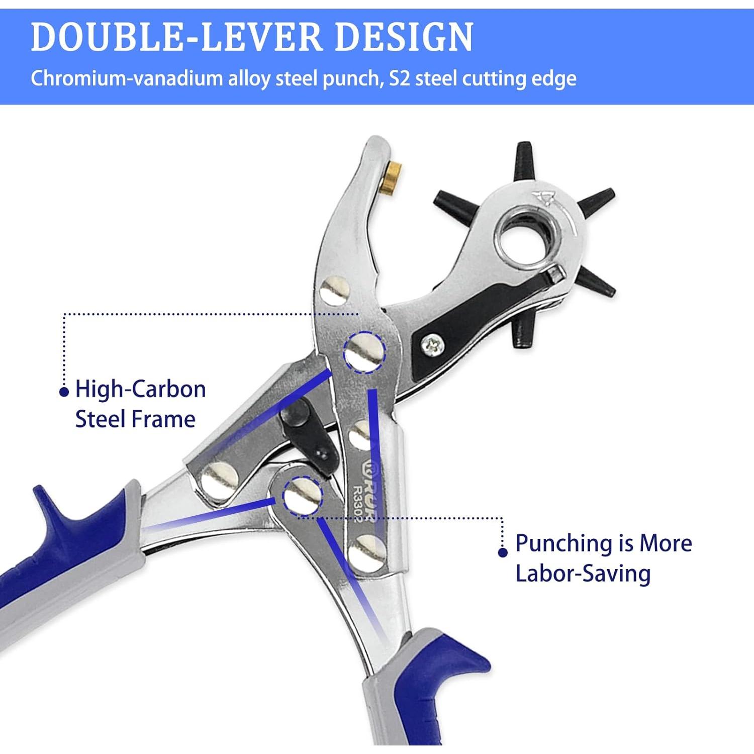 Perforadora de Agujeros de Cuero ZUFECY, 6 Tamaños Ajustables 2-4.5mm