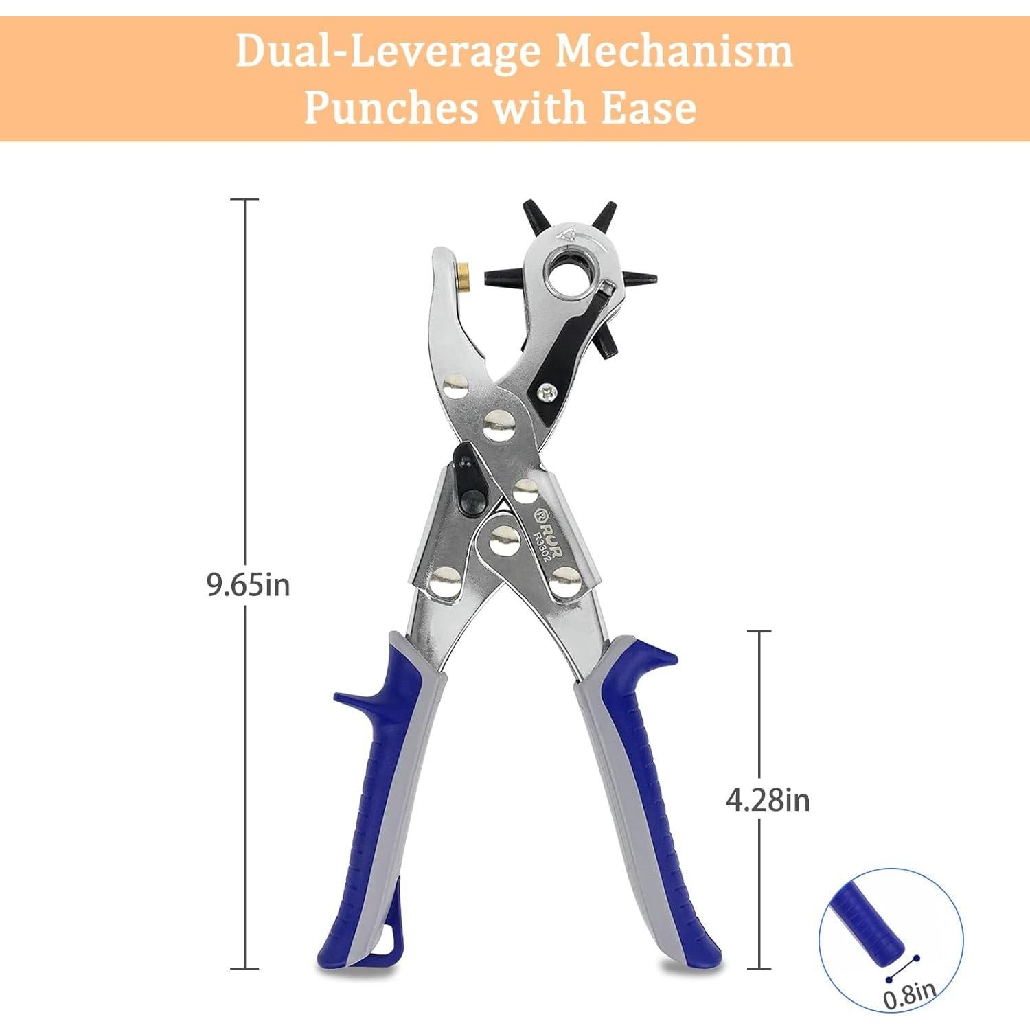 Perforadora de Agujeros de Cuero ZUFECY, 6 Tamaños Ajustables 2-4.5mm