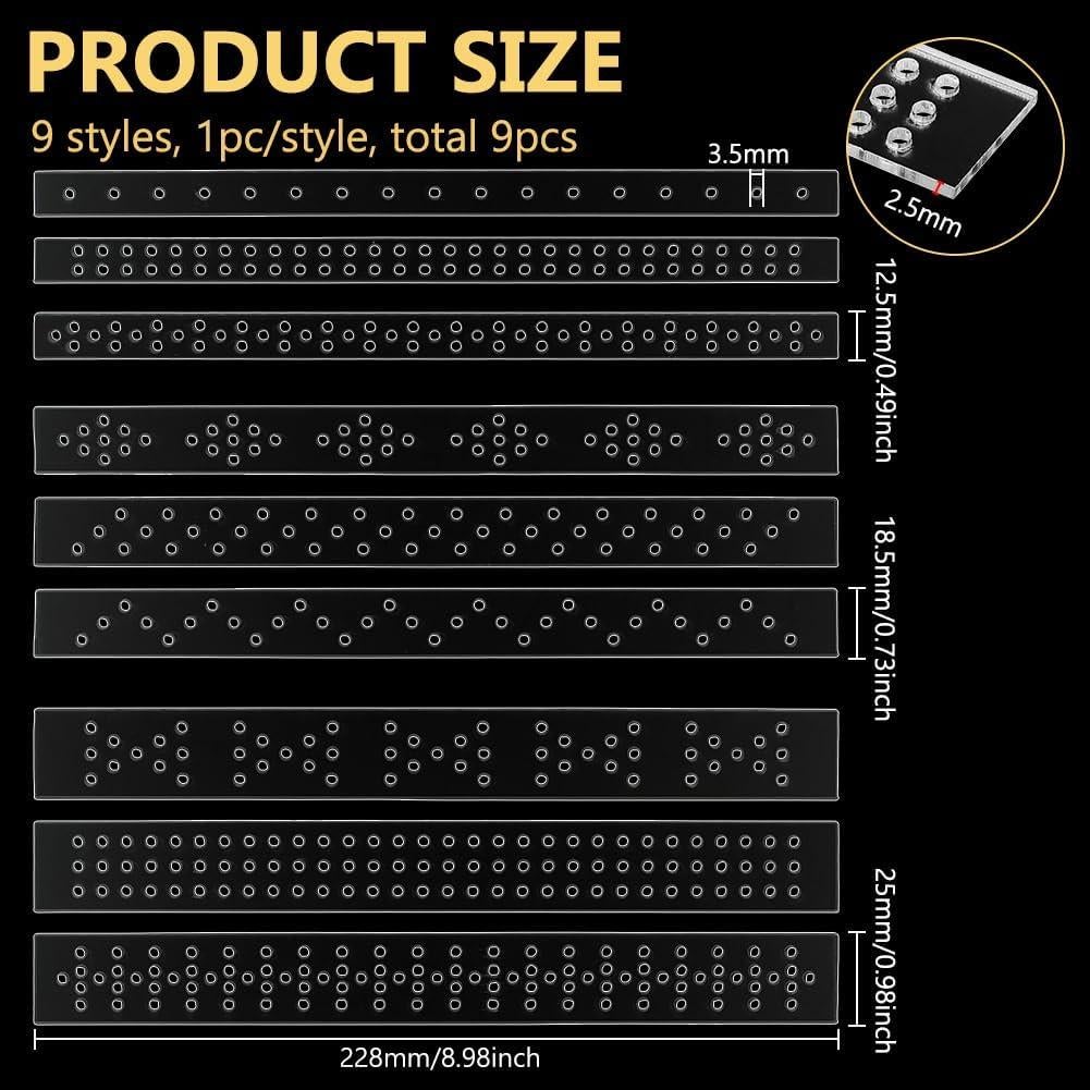 BENECREAT 9 Piezas Plantillas de Perforación de Cuero Acrílico 3.5mm