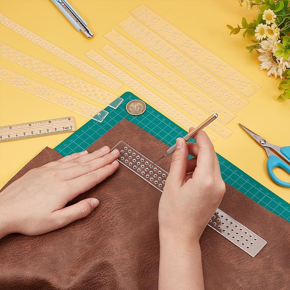 BENECREAT 9 Piezas Plantillas de Perforación de Cuero Acrílico 3.5mm