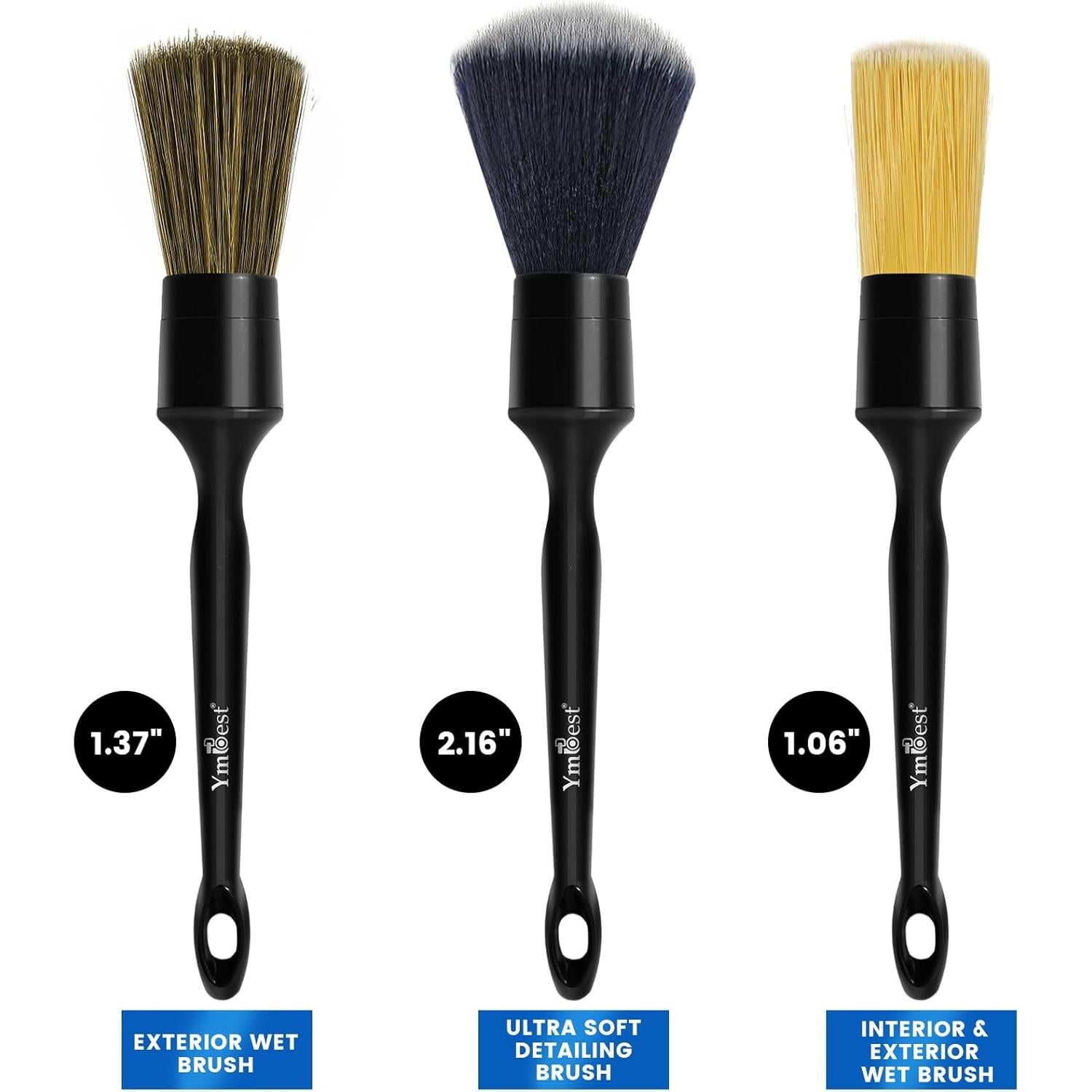 Juego de Cepillos para Detallado de Automóviles YmBest - 3 Piezas