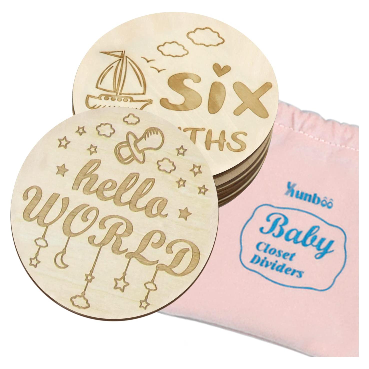 Tarjetas de Hitos Mensuales de Madera 15 PCS Bebés