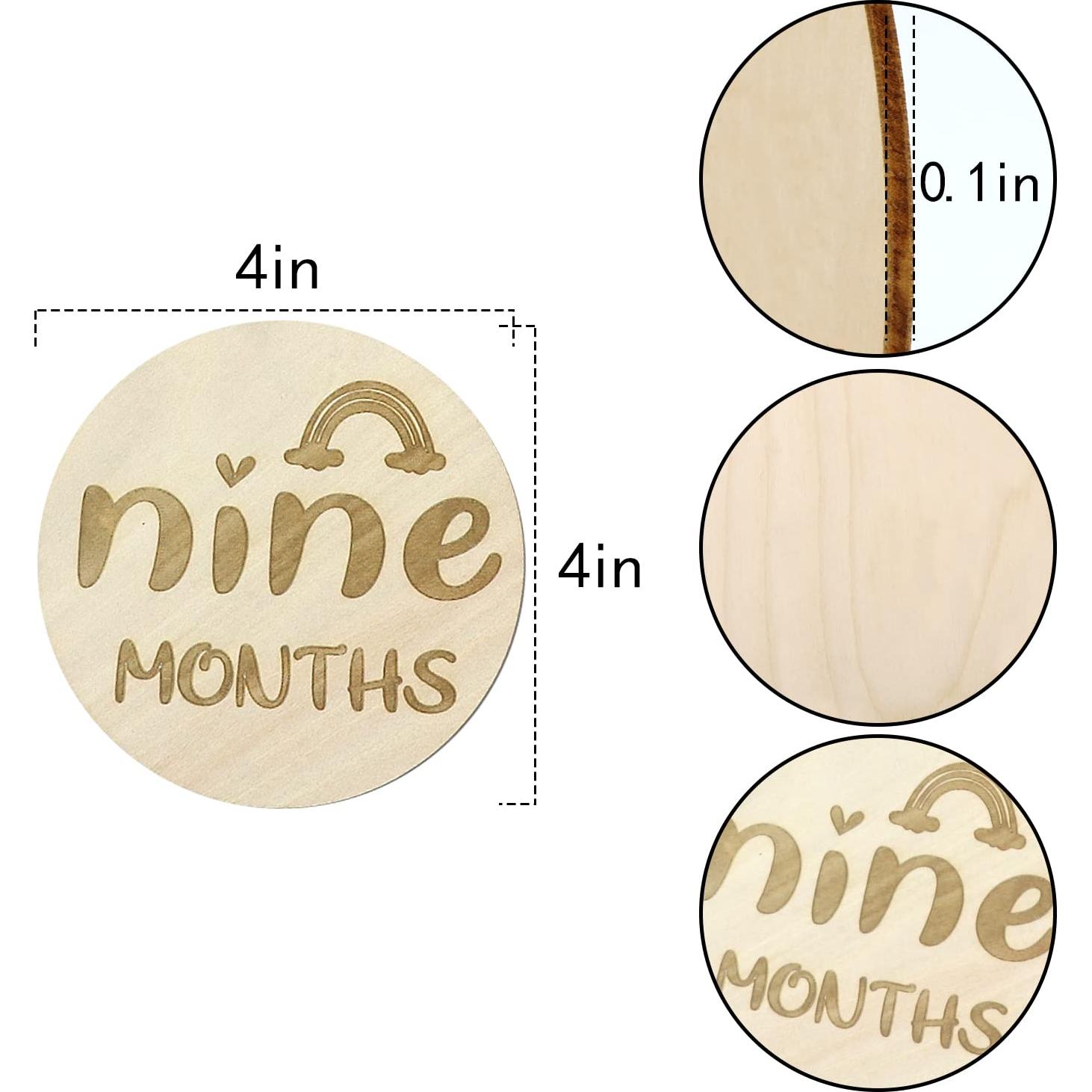 Tarjetas de Hitos Mensuales de Madera 15 PCS Bebés