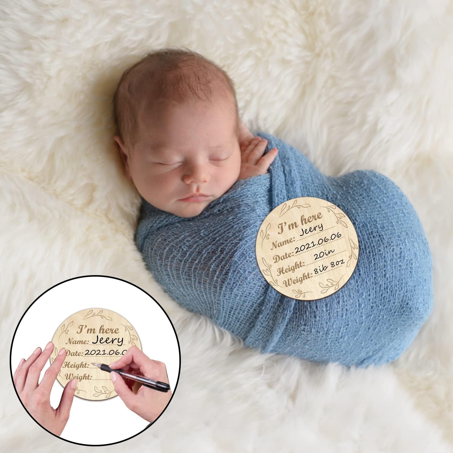 Tarjetas de Hitos Mensuales de Madera 15 PCS Bebés