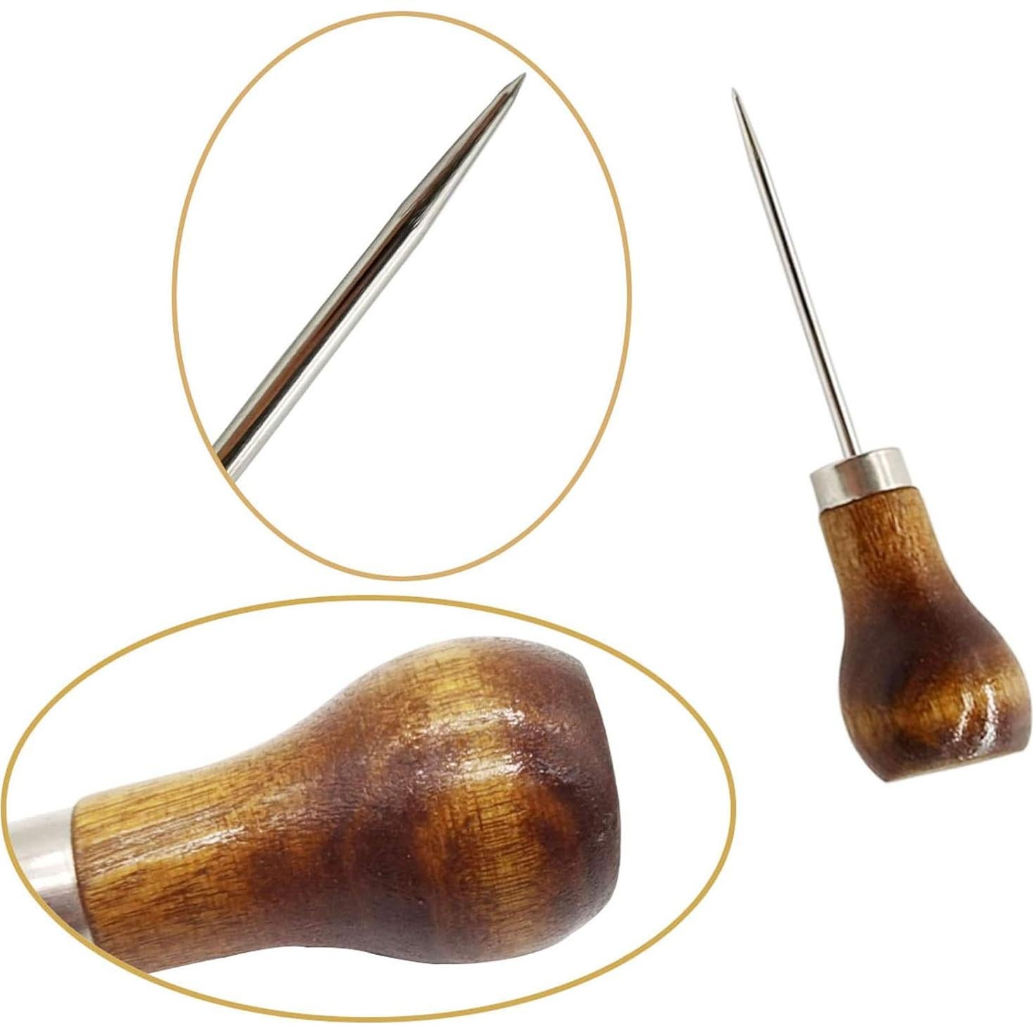 10 Piezas Punzones de Rasguño con Mango de Madera ROYHOO