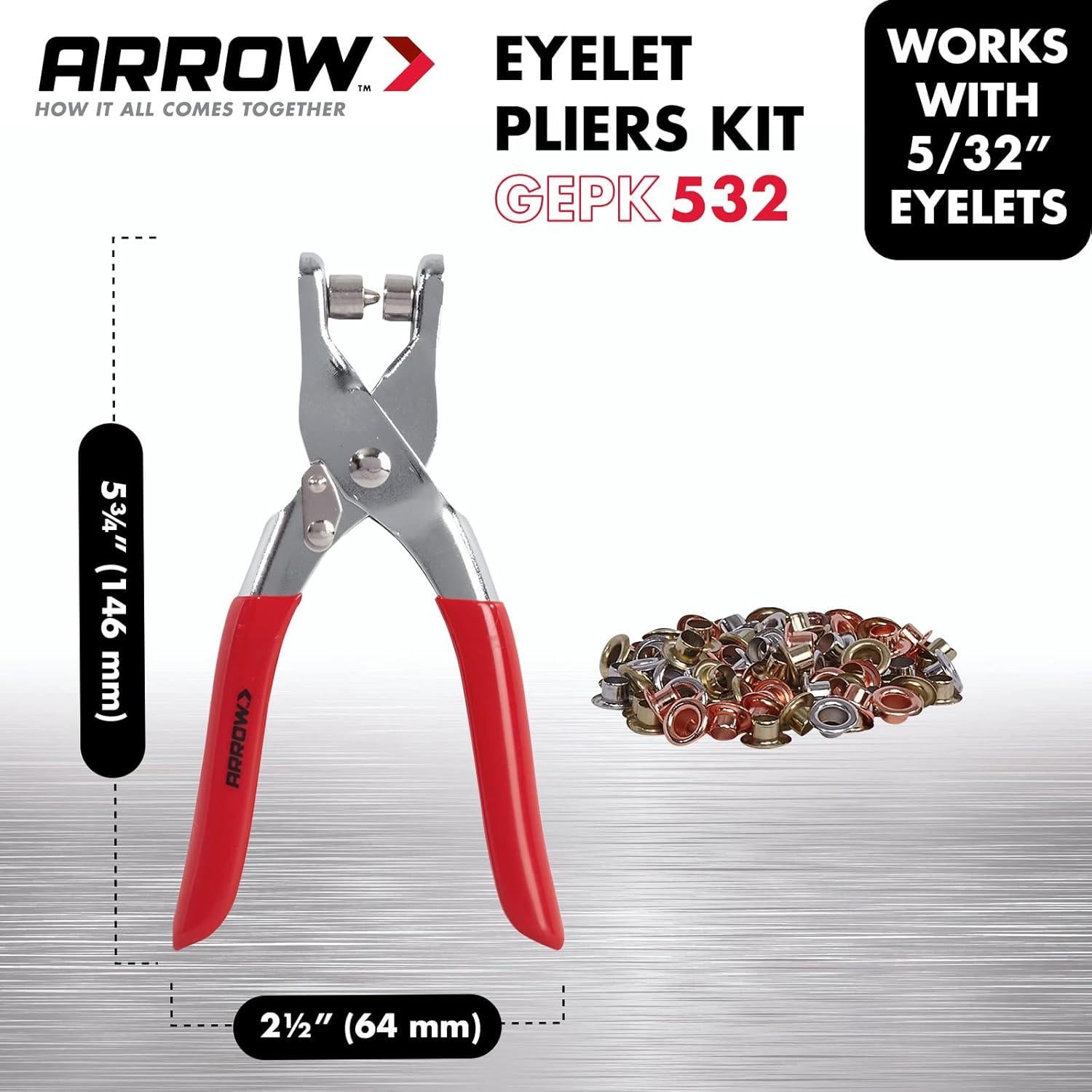 Kit de Herramientas de Ojal Arrow GEPK532 con 100 Ojales 4mm