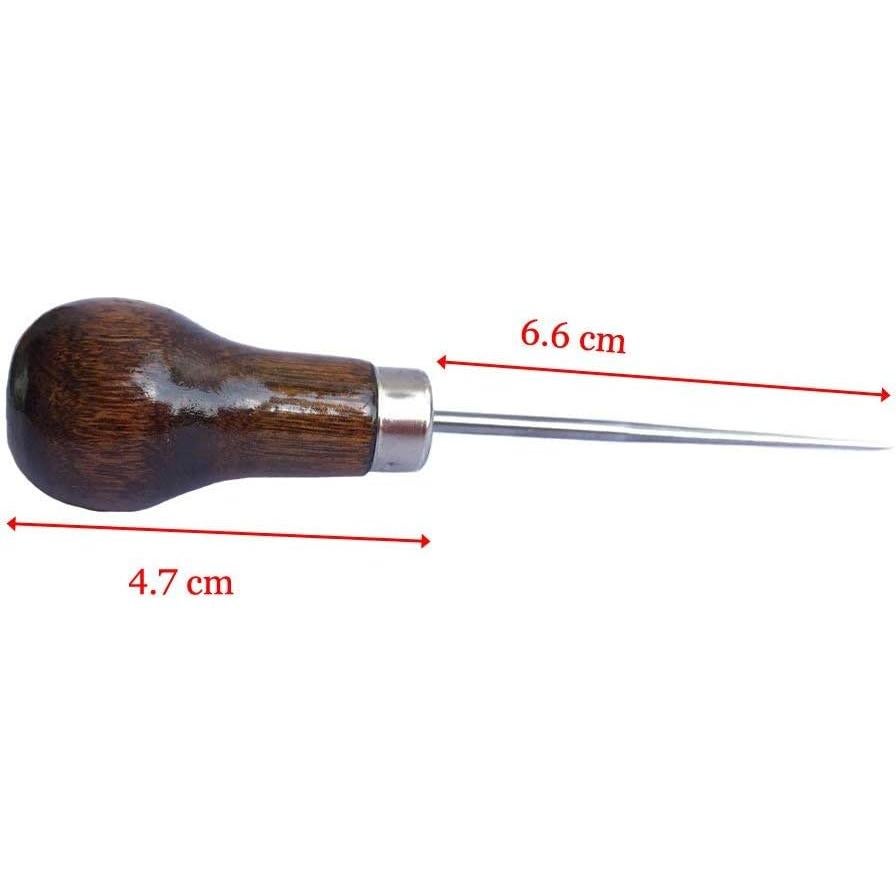 Awl de Mango de Madera ZLKSKER - Paquete de 2 para Perforar Cuero